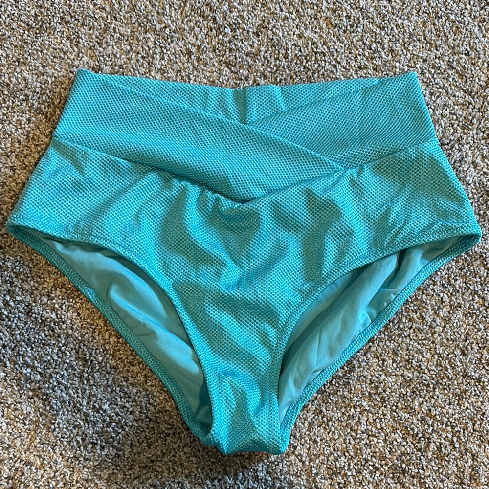 Aerie Aqua High-Waisted Bikini Bottoms